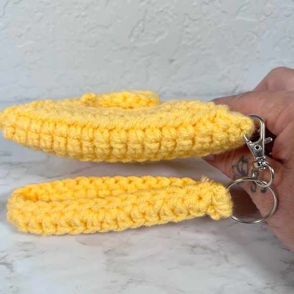 Yellow Crochet Mini Wristlet Clutch - Picture 8 of 10
